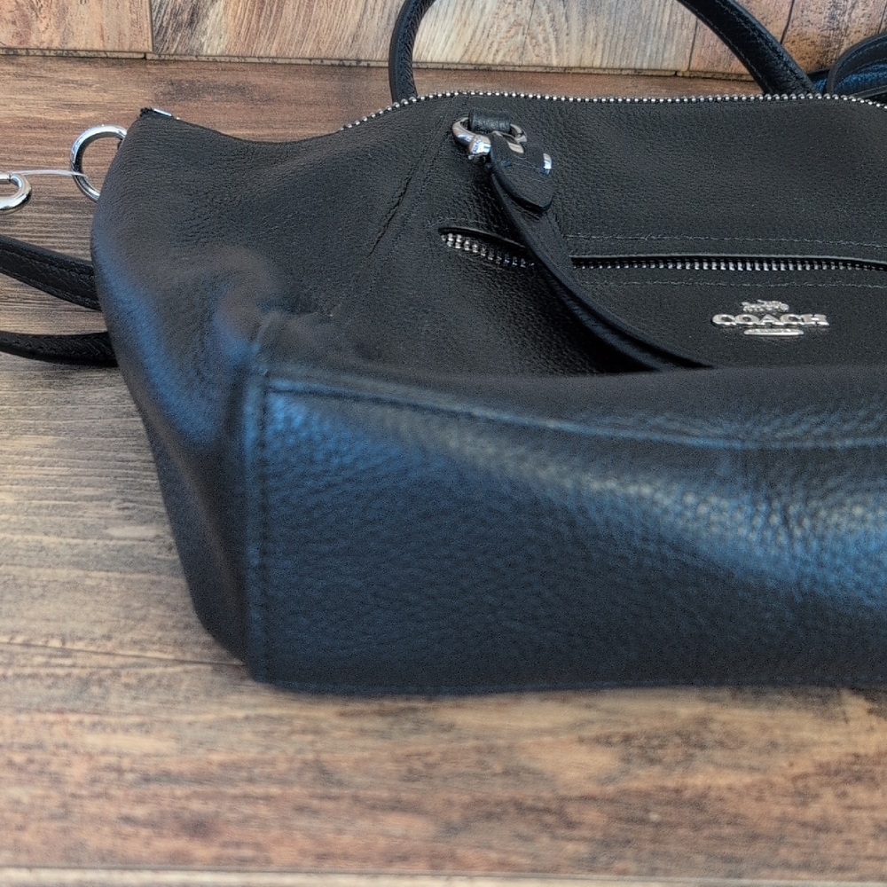 Coach Black Prairie Satchel Pebbled Leather Satchel with Silver Hardware   C294 - Picture 12 of 15